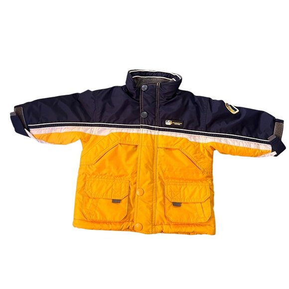 Greendog Coat Size 12M Zip Up Button Pockets Yellow White Blue Jacket - Picture 1 of 6